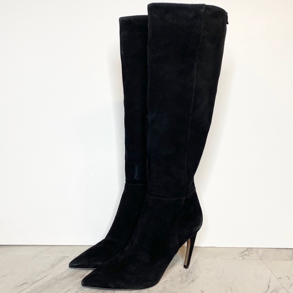 Sam Edelman Shoes | Sam Edelman Fraya Black Suede Heeled Tall Boot 9M | Color: Black | Size: 9 | Akshoes's Closet